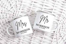 Anniversary Gift for Couples Mr and Mrs 10 Tin Year Enamel Camping Mug Set