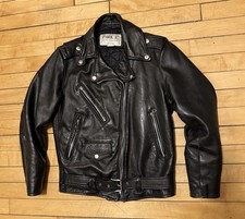 Vintage 70s Park V Womens Motorcycle Biker Black Leather Jacket USA Made Size 8