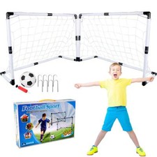 2 Football Ball Goals Post Net