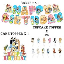 Bluey & Bingo Birthday Party Banner Cake Topper Kids Balloon Party Decoration UK