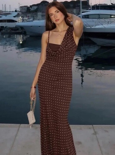 Zara new long brown chiffon - brown,