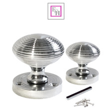 Chrome Door Knobs  Ribbed