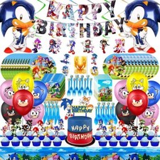 Sonic the Hedgehog Party Supplies Balloon Kid Birthday Decors Table Cover Plates
