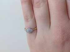 New 9ct Yellow Gold 15pt CLUSTER DIAMOND ENGAGEMENT RING Ex-Argos stock 9 Carat