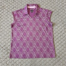 Vintage Adidas ClimaCool Golf Polo Top Pink Argyle Print Sleeveless Women’s L