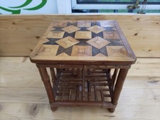 Small Antique Inlaid Bamboo Low Side or Occasional Table 26cm Square 