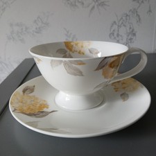 Laura Ashley Cup & Saucer Yellow Hydrangea Fine Bone China