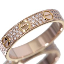 Cartier Mini Love Ring After Diamond 18 K Pink Gold 750 Size(US) 7-7.5 Fashion