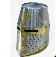 MEDIEVAL KNIGHT CRUSADER TEMPLAR ARMOR HELMET MASON'S BRASS CROSS WITH LINER