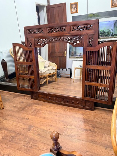 Hand carved wooden mirror - hand-carved,