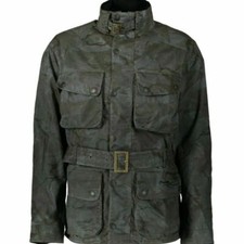 NEW mens JOHN PARTRIDGE WAXED BIKER jacket coat CAMOFLAGE size L RRP £275 [