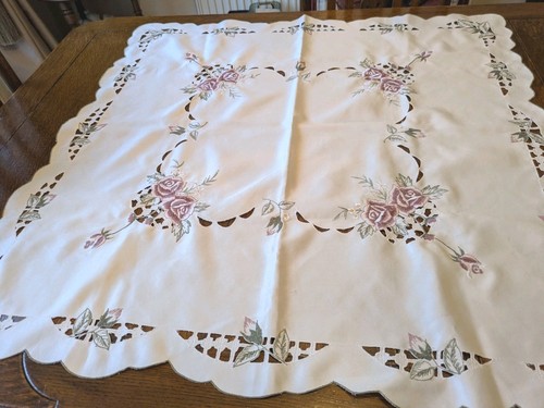 Embroidered vintage tablecloth - embroidered,