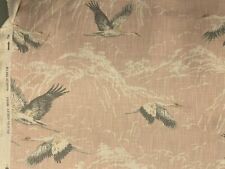 LAURA ASHLEY ANIMALIA BLUSH PINK Linen Print Fabric (Flying Cranes Design)