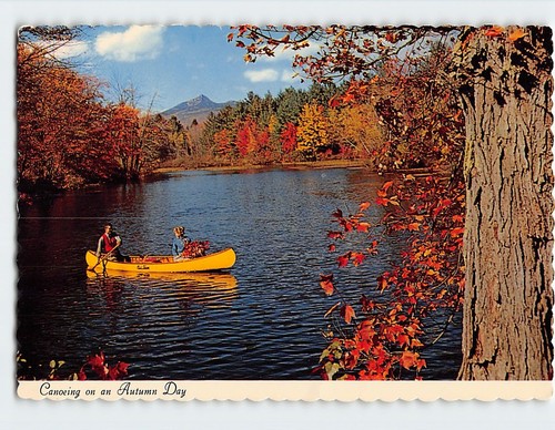 Postcard canoeing autumn - postcard, an