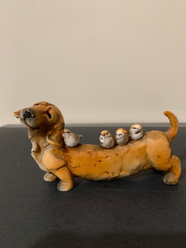 Miniature dachshund and birds - miniature,