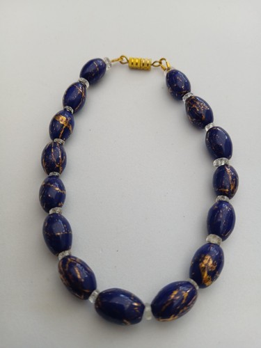 Doll bead necklace blue - ,