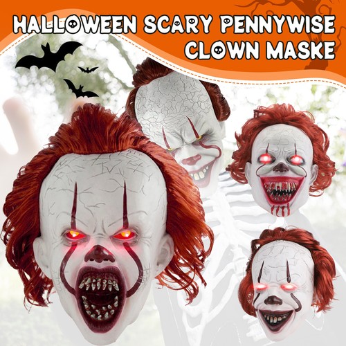 Led halloween clown mask latex - clown,