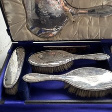Antique Silver Hand Mirror Set