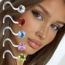 1x Curved Nose Stud Diamond CZ