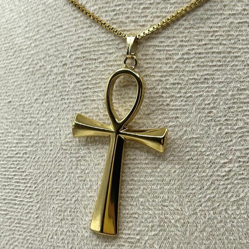 Gold stainless steel ankh - gold,