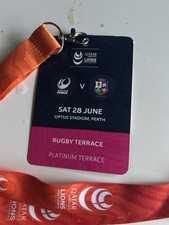 British and Irish Lions v Western Force 2025 official ticket and lanyard, Perth