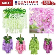 Artificial Wisteria Vine Garland Fake Flower Plants Garden Wedding Hanging Decor