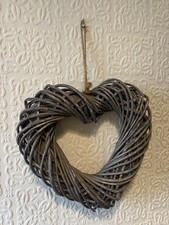Large Wicker Hanging Heart 12inch X 12inch - Shabby Chic/Rustic