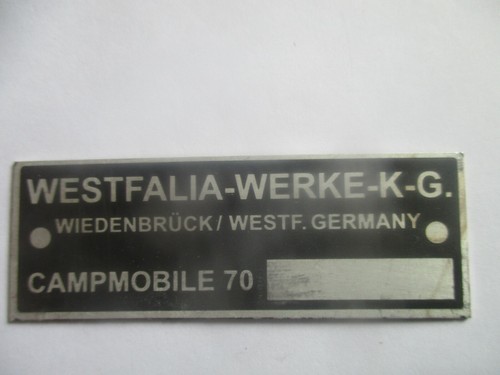 Nameplate westfalia works sign - nameplate,