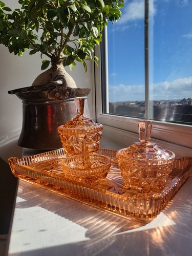 Vintage peach pink - peach, glass