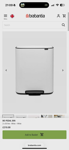 Brabantia pedal bin 2x30l - bo,