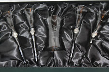 Long Stemmed Footless Baseless Silver Diamanté Champagne Flutes And Holder