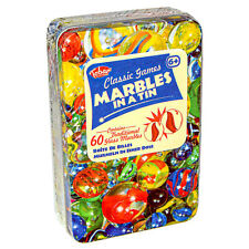Retro Marbles Tin Classic Games 60 Traditional Glass Marbles with Storage Tin 6+