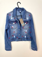 Angelica 2000 Heart Embroidered Denim Jacket Size M 36” NWT
