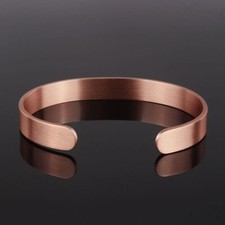 Non Magnetic Solid Pure Plain Copper Bracelet Bangle  Arthritis Relief + Pouch