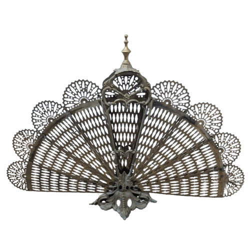 Antique brass peacock fire - antique,