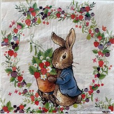 2 x luncheon paper napkins Peter Rabbit Strawberry Berry for decoupage