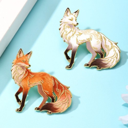 Colorful design fox brooch - colorful,