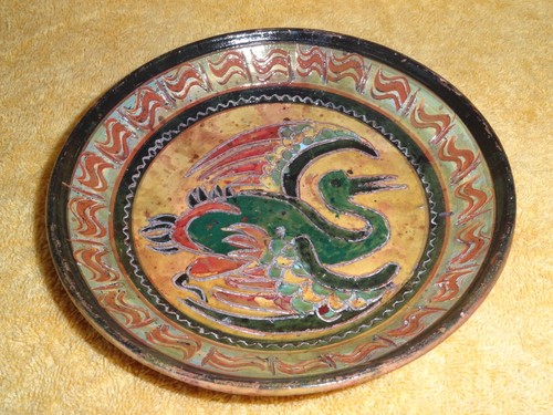 Majolica dish fantasy bird - dish,