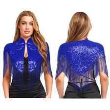 Womens Sequin Fringed Shawl