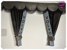 DUTCH STYLE TRUCK CURTAINS DOUBLE LINED VOLVO FH4 / FH5 GREY WITH EMBROIDERY