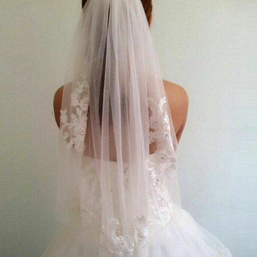 White ivory bridal veil - white,