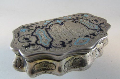 Antiques silver blue guilloche - antiques,