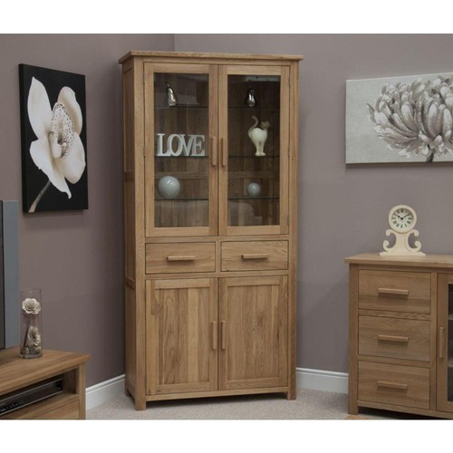 Solid oak display cabinet - oak,