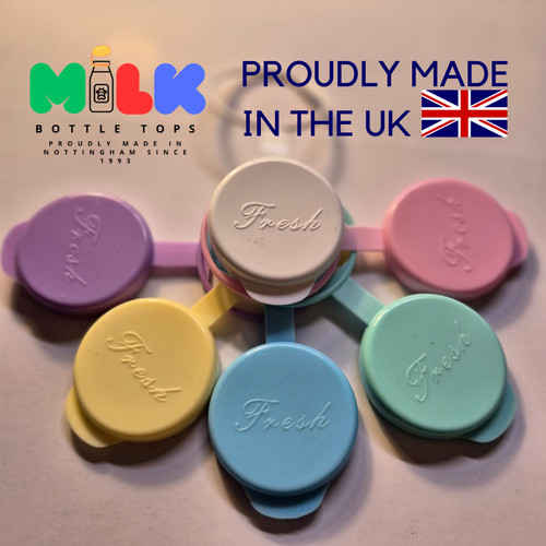 Milk bottle tops - bottle, pastels