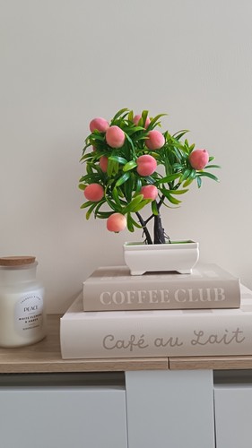 Artificial potted peach bonsai - artificial,