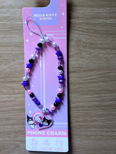 Kuromi beaded phone charm - beaded, bag