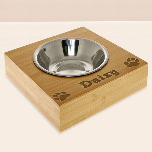 Personalised wooden pet bowl - personalised,