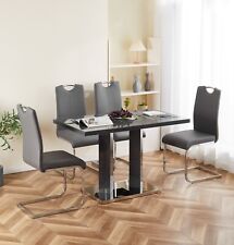 Dining Table Set Grey Glass