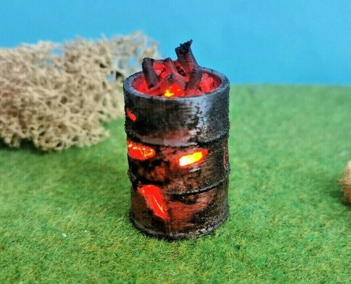 Burning barrel drum with - drum, led