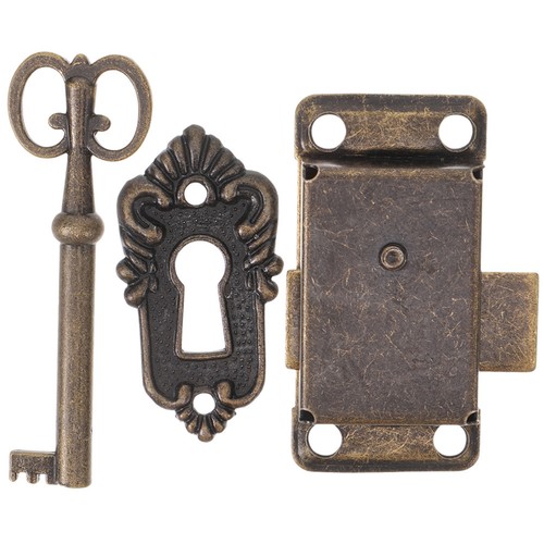 Antique lock desk drawer with - lock,